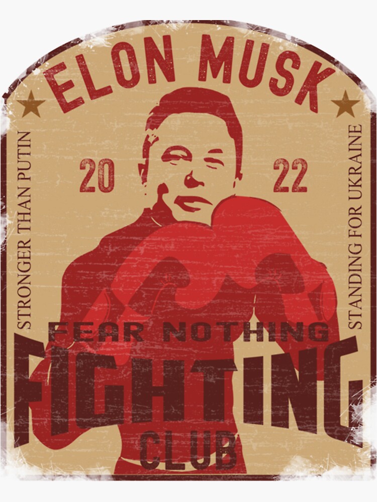 elon-musk-fighting-club-elon-musk-challenges-vladimir-putin-sticker