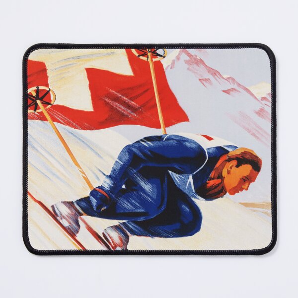 Item preview, MONTANA VALAIS Switzerland Courses Nationales Suisses De Ski 1940 Vintage Winter Sports Poster designed and sold by retroposters.