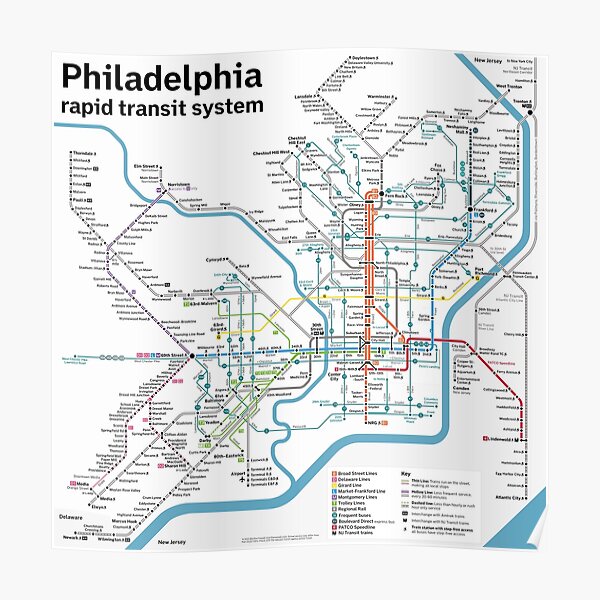 Philadelphia Metro Map, Transit Map, Philadelphia Art, Philadelphia Map ...