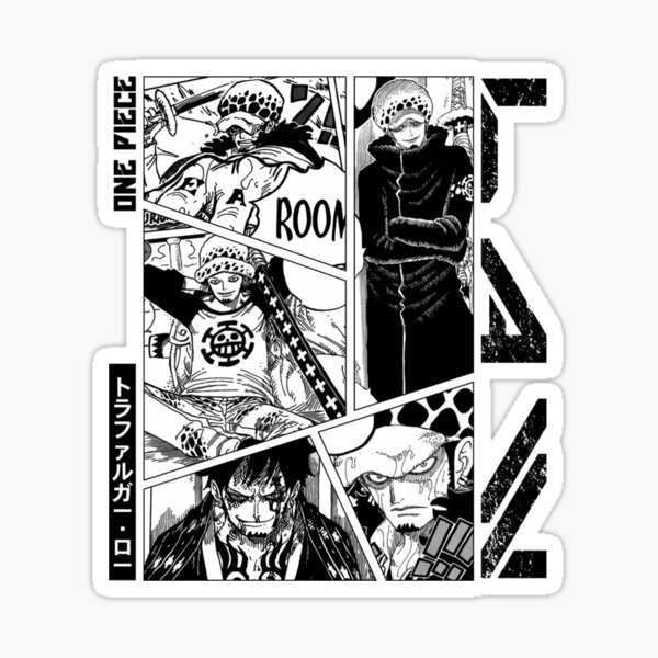 Trafalgar Law Manga Panel Black And White Version Sticker For Sale By Luciennebins Redbubble