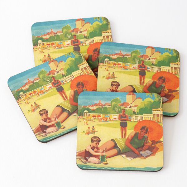 Item preview, MURTEN Strandbad MORAT Plage Lake Murten Sand Beaches 1933 by Ernst Vintage SWITZERLAND Travel Poster designed and sold by retroposters.