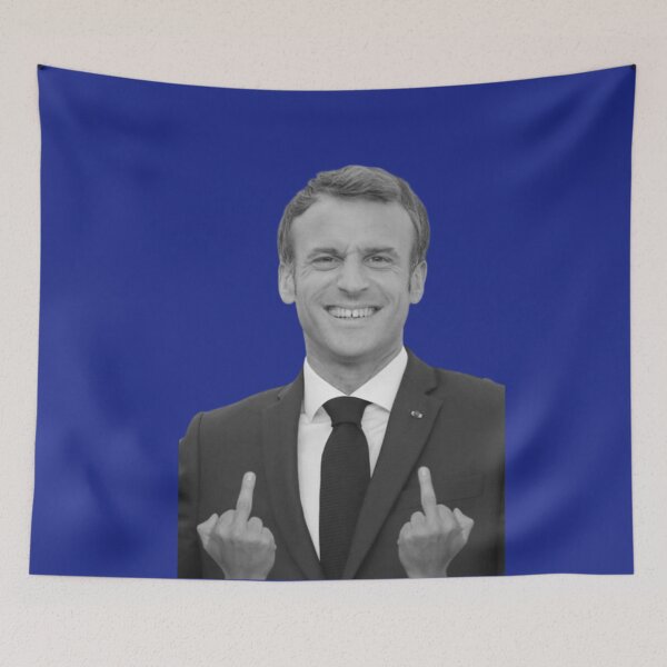 Item preview, Emmanuel Macron Middle Finger Funny Photoshop designed and sold by Teetans.
