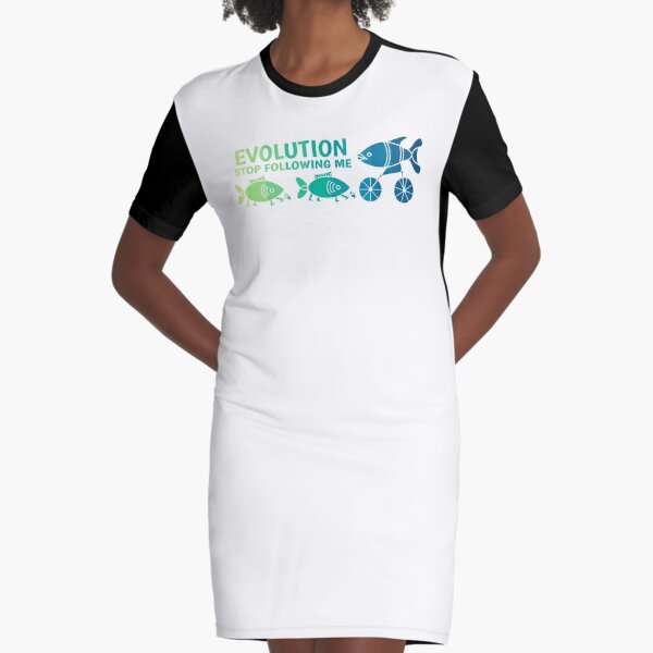 Evolution Stop Following Me Graphic T-Shirt Dress