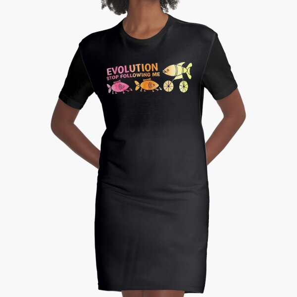 Evolution Stop Following Me Graphic T-Shirt Dress