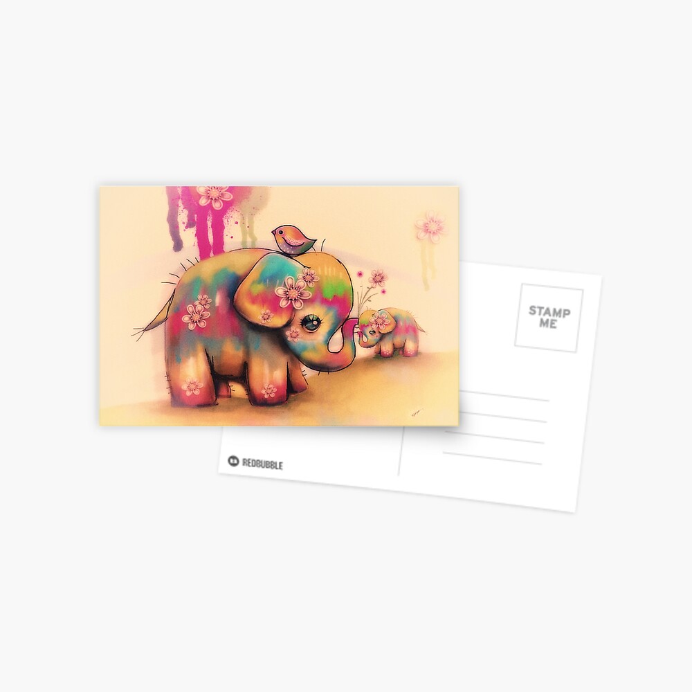 vintage tie dye elephants Postcard