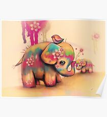 vintage tie dye elephants Poster