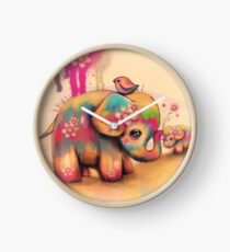 vintage tie dye elephants Clock