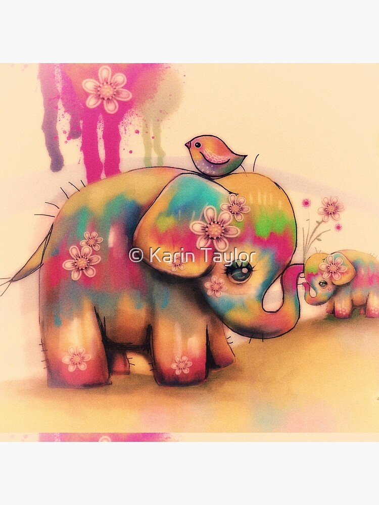 vintage tie dye elephants by karin