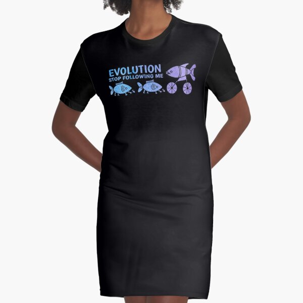 Evolution Stop Following Me Graphic T-Shirt Dress