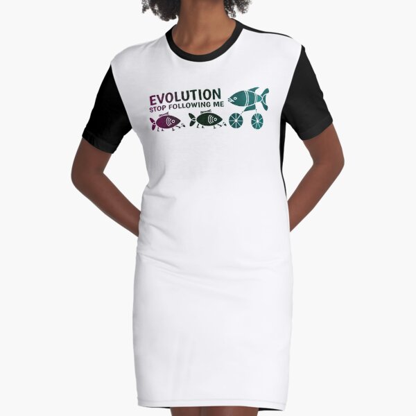 Evolution Stop Following Me Graphic T-Shirt Dress