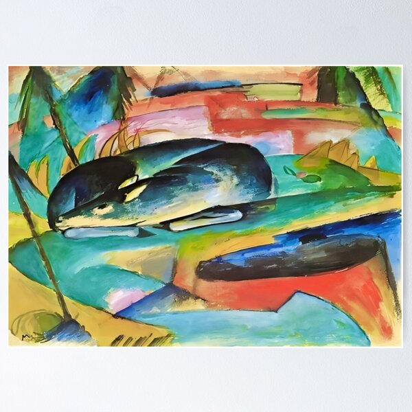 Aperçu de l'œuvre Cerf endormi de Franz Marc créée et vendue par WonderweissStudio.