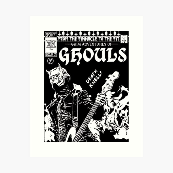 GHOST BAND NAMELESS GHOUL INSPIRED COMIC COVER DESIGN black ink Art Print