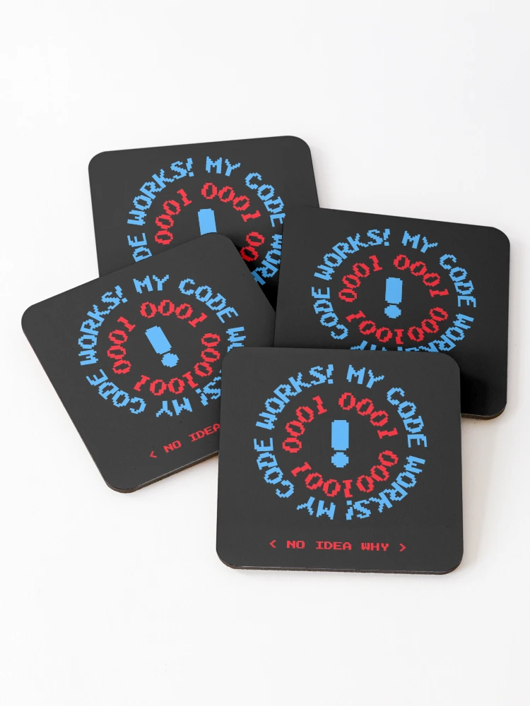 Thumbnail 1 of 5, Coasters (Set of 4), Computer Geek Born To Code It Works designed and sold by ComputerGeeksTs.