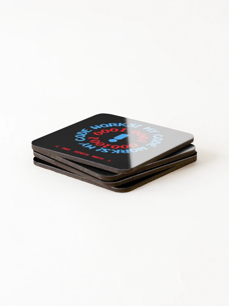 Thumbnail 4 of 5, Coasters (Set of 4), Computer Geek Born To Code It Works designed and sold by ComputerGeeksTs.