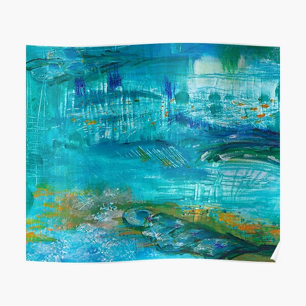 Blue Waters Landscape Abstract Painting Poster