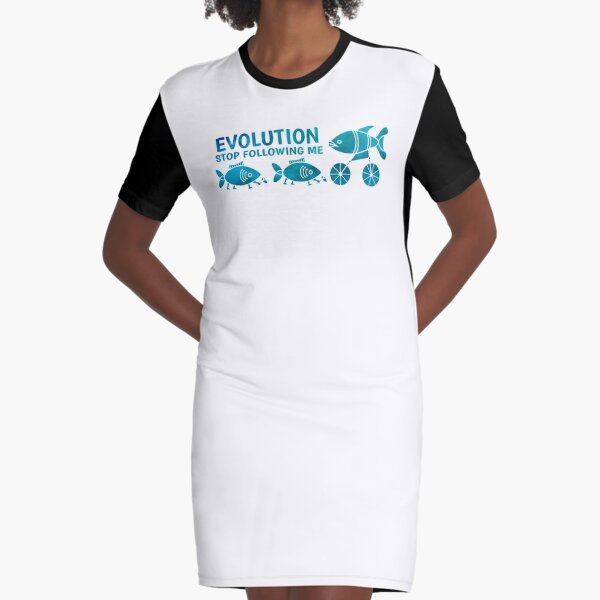 Evolution Stop Following Me Graphic T-Shirt Dress