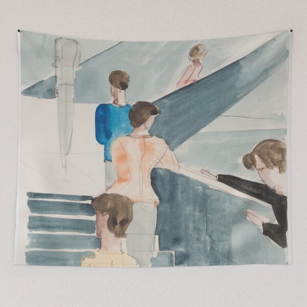 Item preview, Oskar Schlemmer Bauhaus Staircase 1931, watercolor painting designed and sold by Mauswohn.