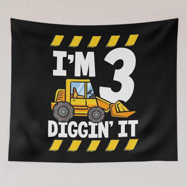 Item preview, I'm 3 And Digging It Funny 3rd Birthday Excavator Kids designed and sold by emotionaldegrad.