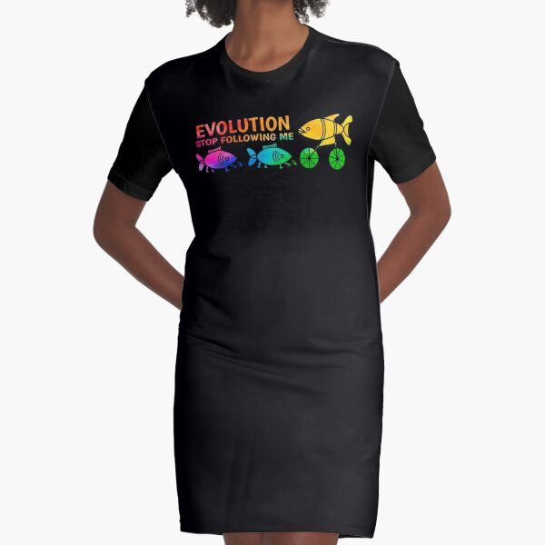 Evolution Stop Following Me Graphic T-Shirt Dress