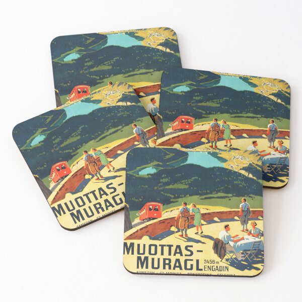 Item preview, MUOTTAS MURAGL Mountain Summit Engadin Funicular Railway Transport Switzerland 1937 Vintage Tourism Poster designed and sold by retroposters.