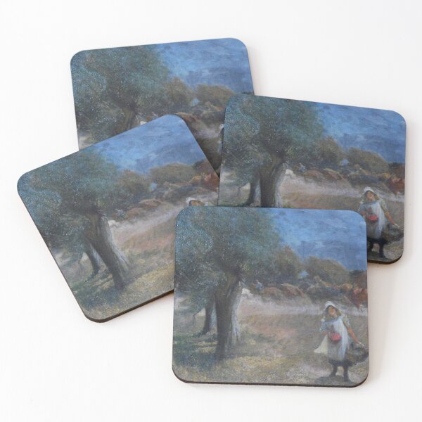 Item preview, Orchard with horses and young girl vintage art by Edgar Bundy designed and sold by Vintage Designs +.