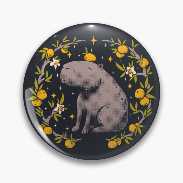 Item preview, Goblincore Aesthetic Capybara Chilling With Orange on Head | Cottagecore Capy Yuzu Citrus Fruit Blossom Flowers Meditating - Dreamcore Fairytale Mycology Fungi Shrooms Forager Foraging Pet Mat Bandana designed and sold by Any Color Designs.
