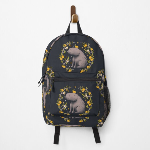 Item preview, Goblincore Aesthetic Capybara Chilling With Orange on Head | Cottagecore Capy Yuzu Citrus Fruit Blossom Flowers Meditating - Dreamcore Fairytale Mycology Fungi Shrooms Forager Foraging Pet Mat Bandana designed and sold by Any Color Designs.