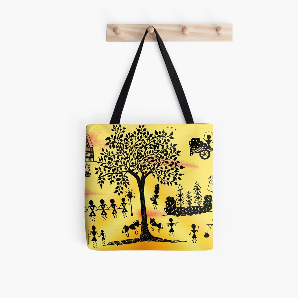 Buy Hand-Painted Warli Art Jute Tiffin Bags (TB-16) online from Pishvya N'  More