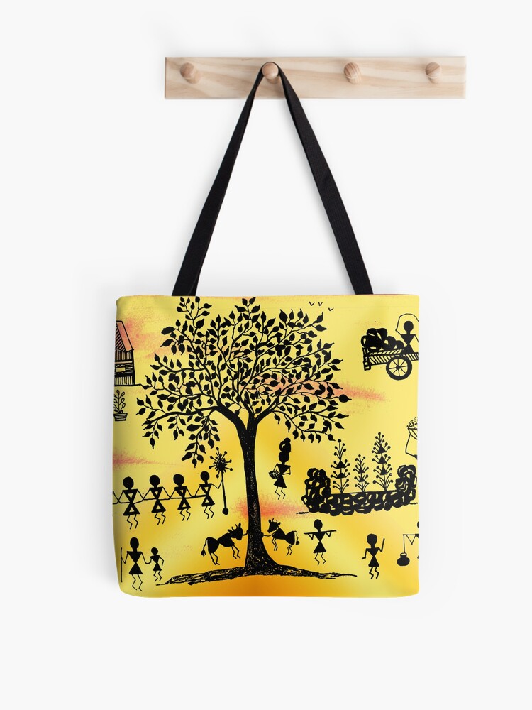 Warli Tree of Life Hand Painted Jute Bag - Etsy