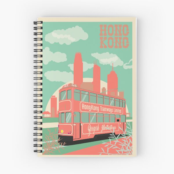 Item preview, Hong Kong vintage travel poster. Hong Kong Tramway and Skyline. designed and sold by Boogosh.