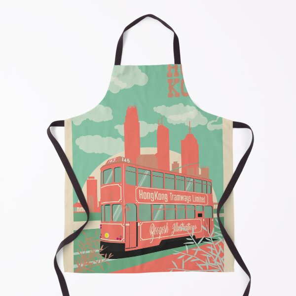 Item preview, Hong Kong vintage travel poster. Hong Kong Tramway and Skyline. designed and sold by Boogosh.