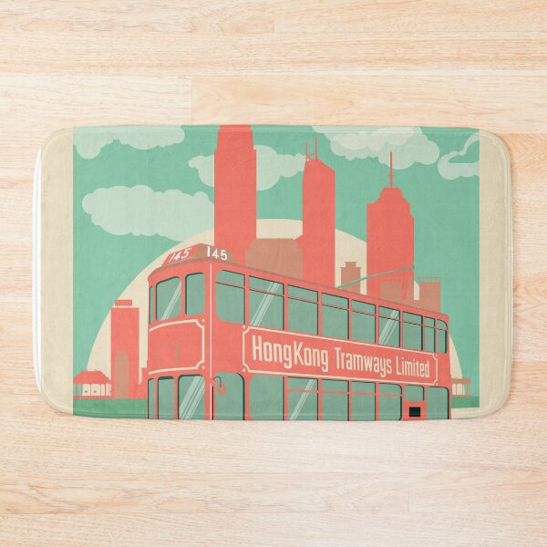 Item preview, Hong Kong vintage travel poster. Hong Kong Tramway and Skyline. designed and sold by Boogosh.