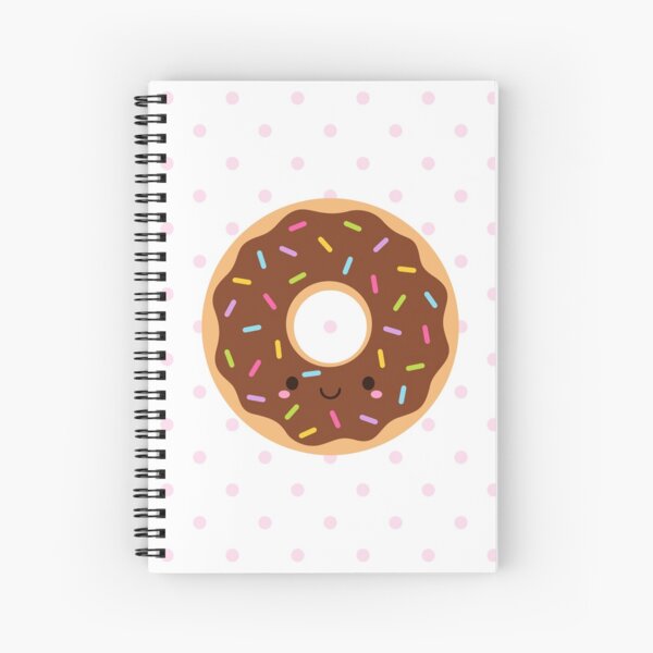 Happy Sprinkles Donut on pink polka Spiral Notebook