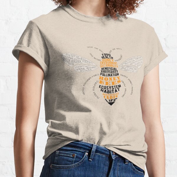 Honey Bee Word Cloud with Wings Classic T-Shirt