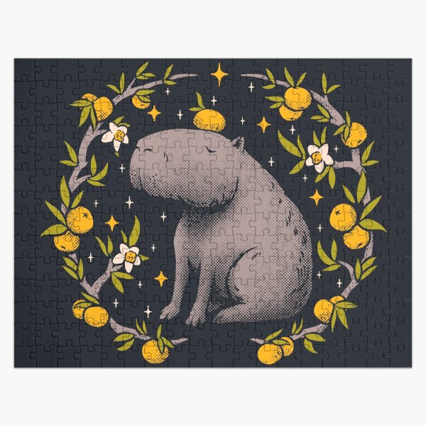 Artikel-Vorschau von Capybara Cottagecore Ästhetisches Chillen mit Orange auf dem Kopf | Goblincore Capy Yuzu Citrus Fruit Blossom Flowers Meditation – Dreamcore Fairytale Mycology Fungi Shrooms Forager Foraging Pet Mat Bandana, designt und verkauft von Any Color Designs.