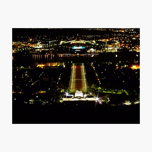 Item preview, Canberra by night - War Memorial Anzac Parade Old & New Parliament Houses.jpg designed and sold by pedroski.