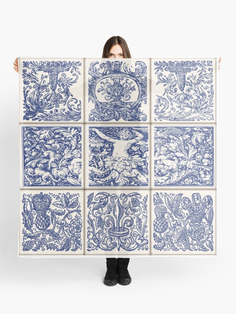 Thumbnail 1 of 3, Scarf, Azulejo Lisbon Azulejos Lisboa designed and sold by aurielaki.
