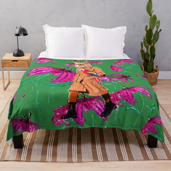 Item preview, Fox and Parrot in trench coat Botanical print designed and sold by Nonsense and Relish.