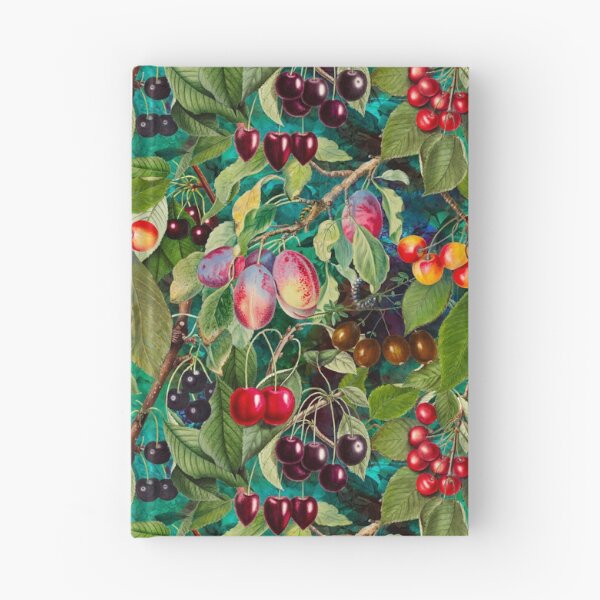 Item preview, Exotic tropical floral leaves and fruits, botanical pattern, tropical plants, turquoise fruit pattern designed and sold by ZeinabTaha.
