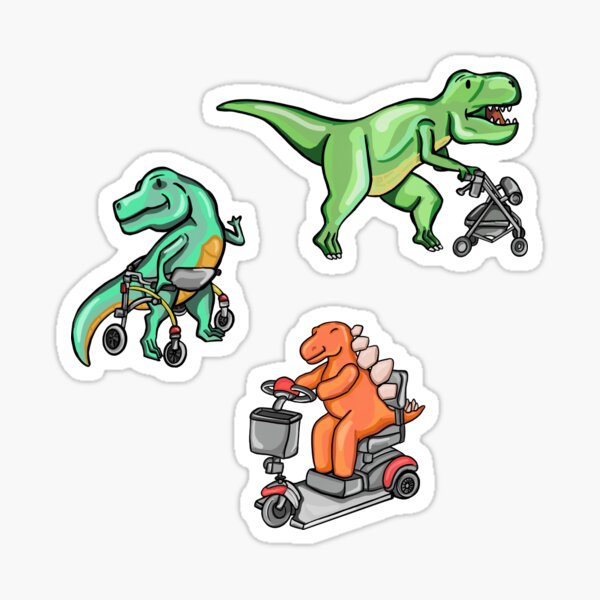 Dinos with Mobility Devices Set 2 Sticker
