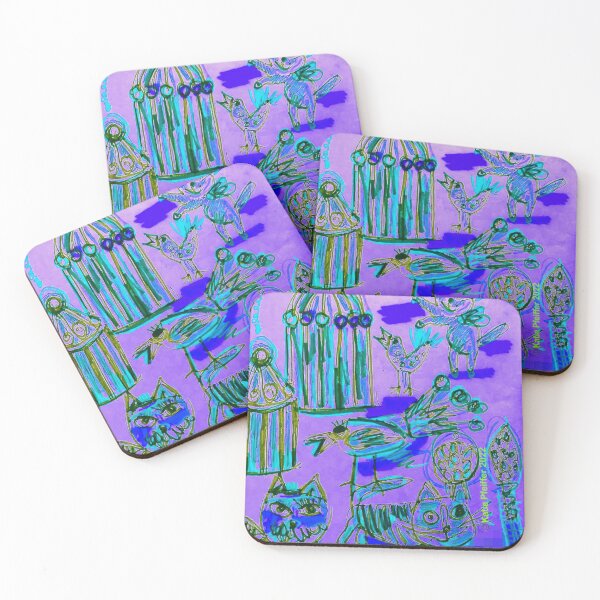 Item preview, Grape Purple Cats Kitty Birds Birdcages  designed and sold by Kater.