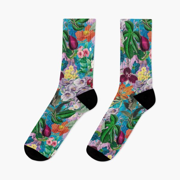 Item preview, Exotic flowers and leaves heaven, leaves and flowers tropical pattern, botanical illustration, pink turquoise floral illustration   designed and sold by ZeinabTaha.