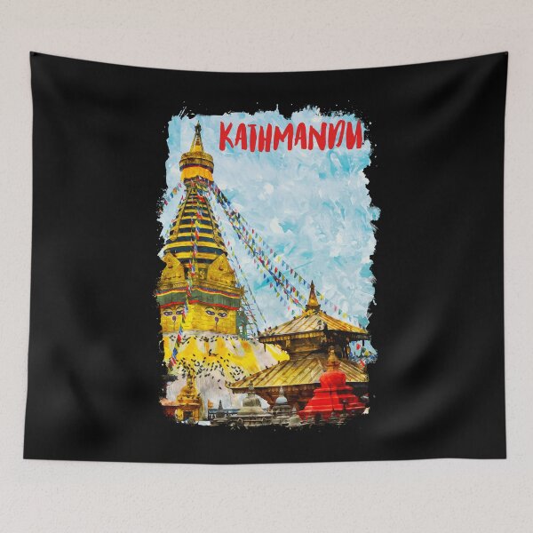 Item preview, Kathmandu Nepal city watercolor designed and sold by chrlalexandru.