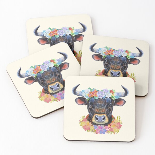 Item preview, Bull with Flowers - Watercolor Illustration designed and sold by Einstein12345.