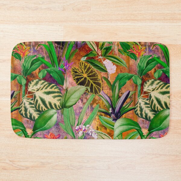 Item preview, Exotic tropical foliage, leaves and flowers tropical pattern, botanical illustration, yellow floral illustration   designed and sold by ZeinabTaha.