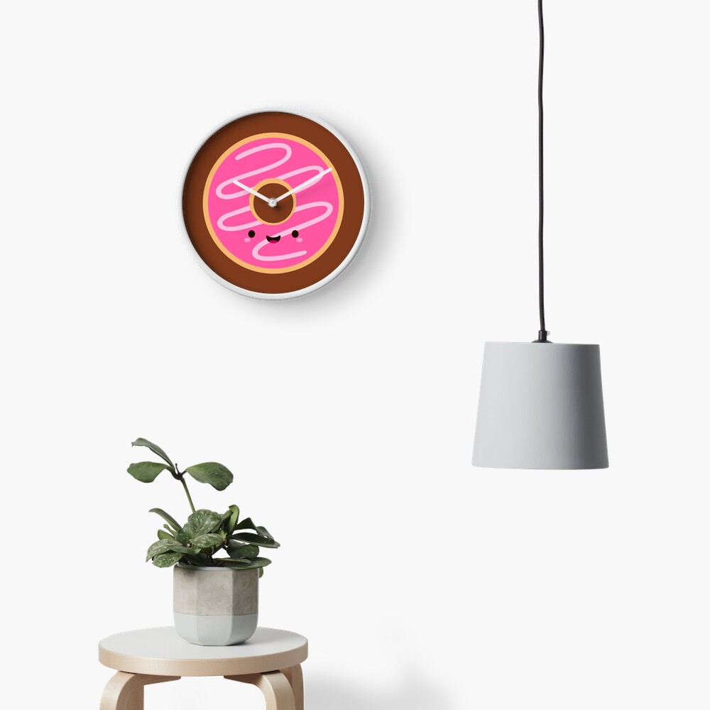 Cute Happy Pink Donut Clock