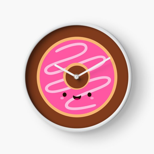 Cute Happy Pink Donut Clock