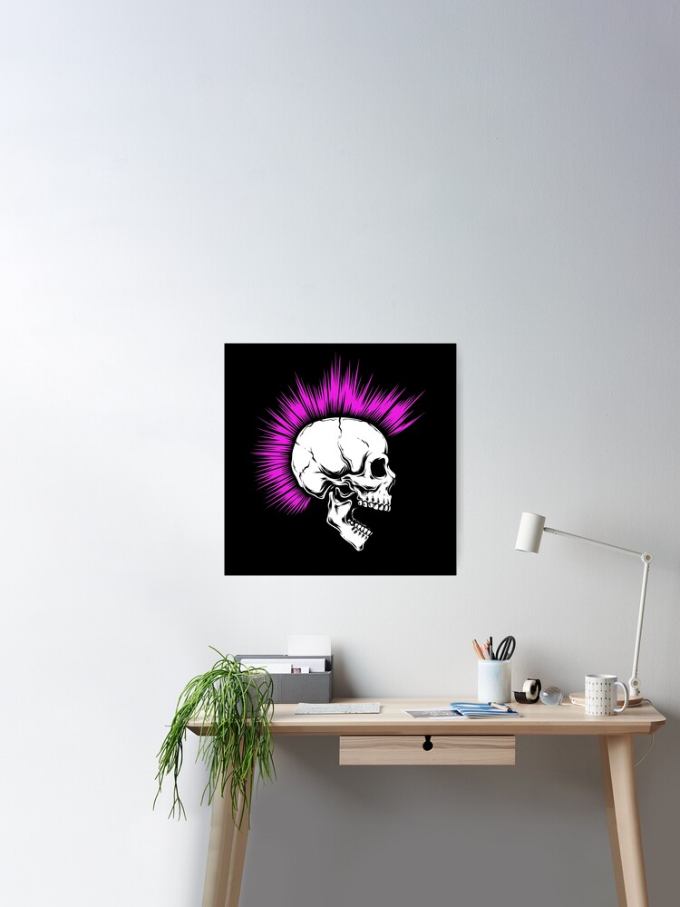 Fuchsia Punk Skull With Mohawk Entrance Door Mat Bath Mat Rug Bard Ffxiv  Arr Job Class