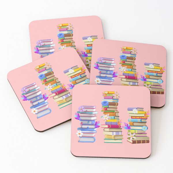Item preview, Pink and Blue Floral Bookstack designed and sold by CAT-LUVERS.