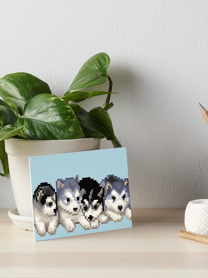 Pixel Husky Puppies | Art Board Print